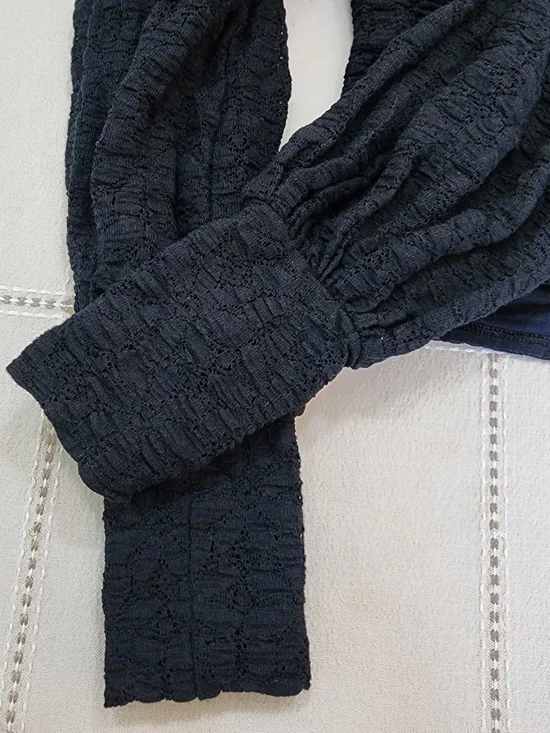 Free People Black Lace Puff Sleeve Long Sleeve Top Women Size M - Picture 8 of 11